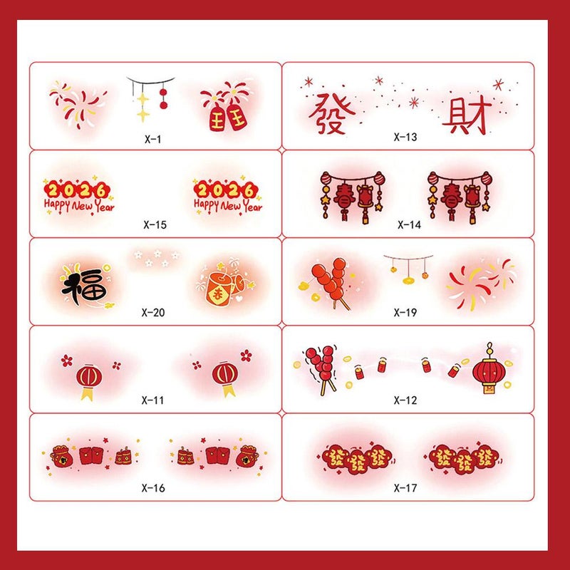 2026 Cute Girls' Face Makeup, New Year's Eve Atmosphere Creative Face Stickers, Heart Blush, Washable Makeup Stickers, Temporary Stickers, 10 sheets/set